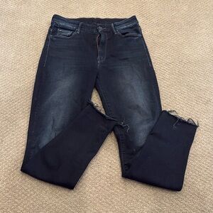 MOTHER High Waisted Looker Ankle Fray